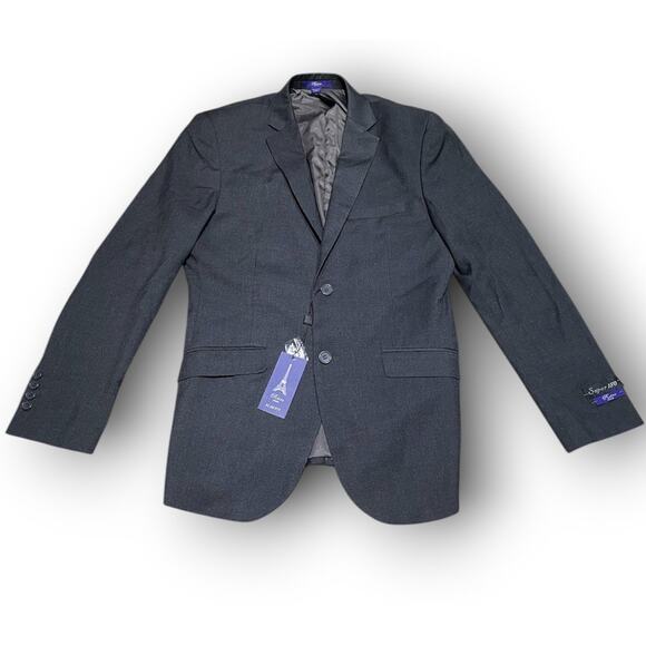 Monte Carlo Retro Paris NEW Size 38 R Slim Fit Suit Jacket Blazer Suit Charcoal - Picture 1 of 6